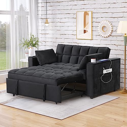 FULife Futon Sofa Loveseat with Cup Holder