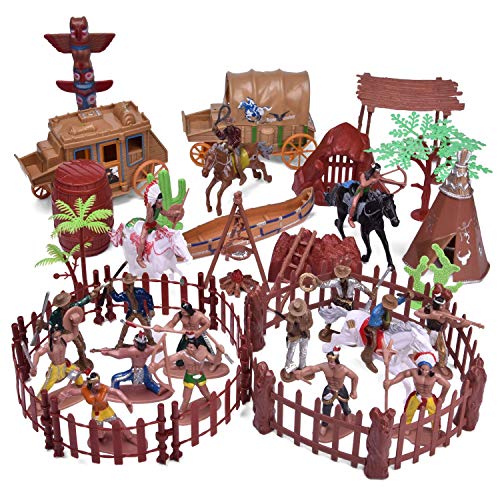 FUN LITTLE TOYS Wild West Cowboys and Indians Plastic Figures Toys