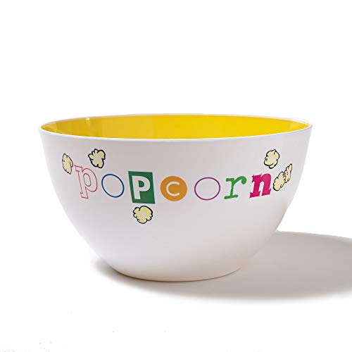 Fun Time Plastic Popcorn Bowl - Wabash Valley Farms Large Plastic Bowl for Popcorn, Family Size Popcorn Holder, Popcorn Accessories, Popcorn Buckets and Popcorn Bowls for Family Movie Night (6 qt)