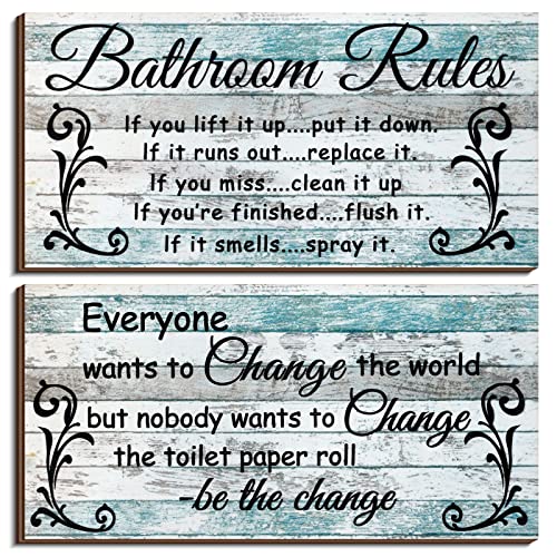 Funny Bathroom Rules Wall Decor