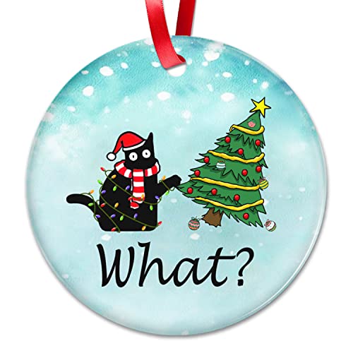 Funny Black Cat Christmas Ornaments