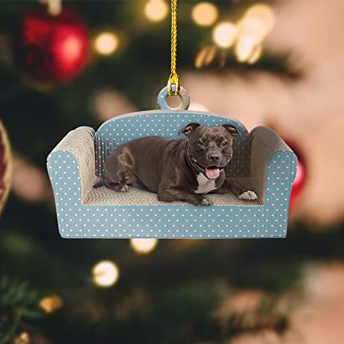 Funny Black Pitbull Christmas Ornament