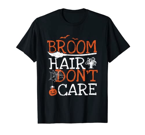 Funny Broom Hair Don't Care Shirt Witch Halloween Girl Kids T-Shirt