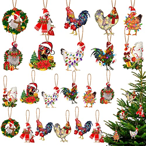 Funny Christmas Chicken Ornament Set