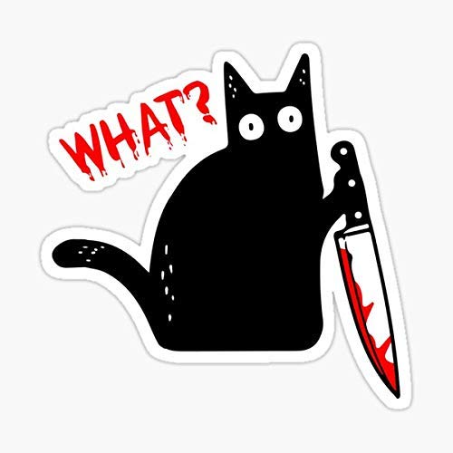 Funny Murderous Cat Sticker - Add Humor to Your Stuff!