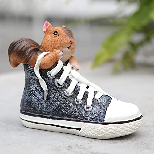 Funny Squirrel Figurine in Shoe - Squirrel Decorations Outdoor