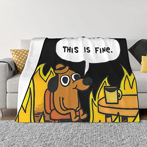 Funny This is fine Dog Flannel Blanket