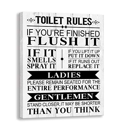 Funny Toilet Rules Canvas Wall Art