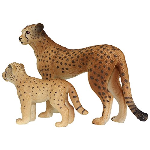 FUNSHOWCASE African Jungle Animals Toy Cheetahs Figure Realistic Plastic Figurine Playset Lot 2-Piece