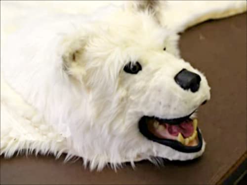 Fur Accents Original Classic Bear Skin Rug with Head/Polar Bear Off White Faux Fur 5'