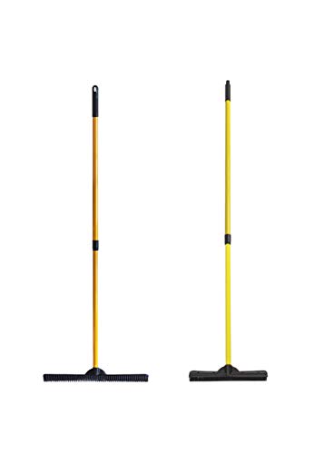 FURemover Rubber Broom Set with Carpet Rake and Squeegee
