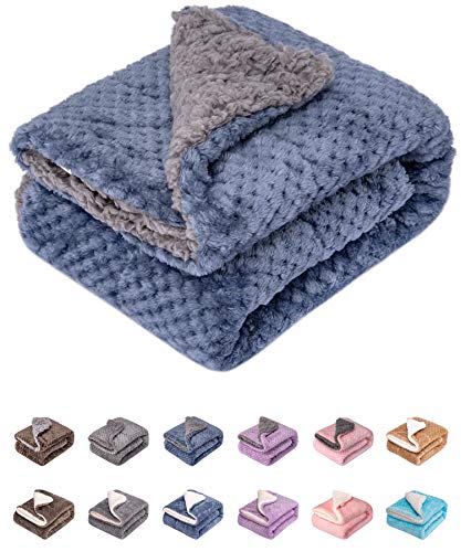 Fuzzy Dog Blanket or Cat Blanket or Pet Blanket, Warm and Soft, Plush Fleece Receiving Blankets for Dog Bed and Cat Bed, Couch, Sofa, Travel and Outdoor, Camping (Blanket (24" x 32"), DG-Smoked Blue)
