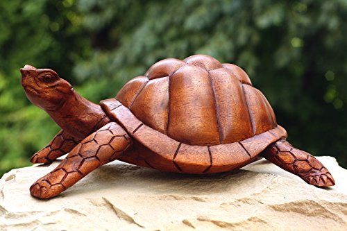 G6 Collection 12" Large Wooden Tortoise Turtle Statue