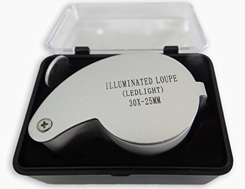 GADGETS COLLECTION LED Illuminated Jewelers Jewelry Loupe Folding Magnifier Magnifying Glass Lens (30X 25mm LED)