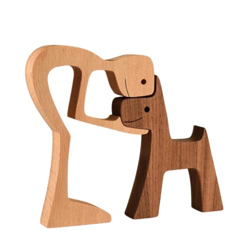 GadgetsTalk Wooden Pet Carvings - Heartwarming Wood Sculpture Tabletop Ornaments