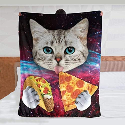 Galaxy Space Cat Taco Pizza Throw Blanket