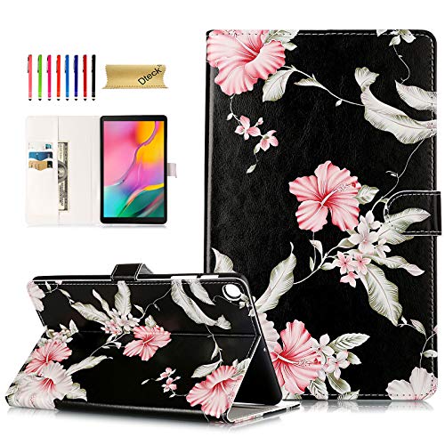 Galaxy Tab A 10.1" Case with Stand, Pen Holder, and Card Pocket - Pink Flower