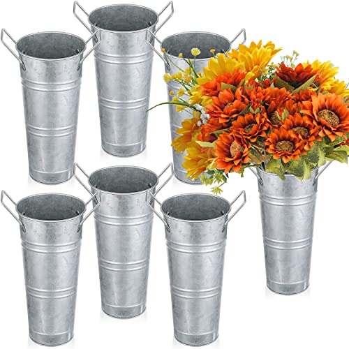 Galvanized Metal Vase Bucket with Handles