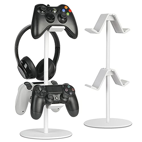 Game Controller Stand Holder with Adjustable Brackets - White