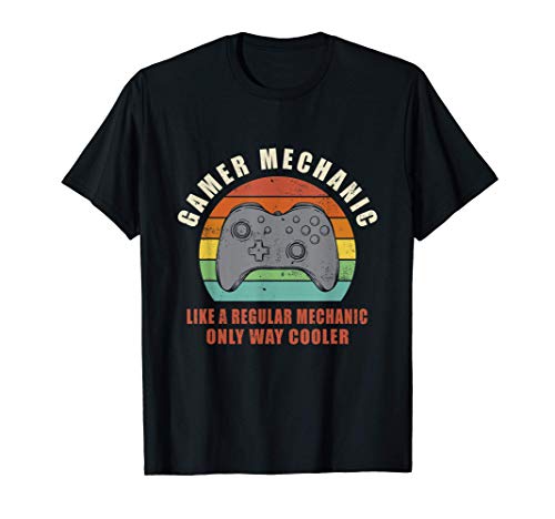 Gamer Mechanic Gamepad Funny Vintage Mechanic Funny Saying T-Shirt