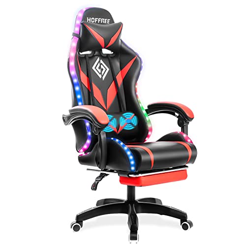 Gaming Chair with Massage and LED RGB Lights