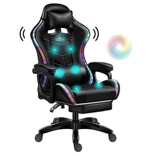 Gaming Chair with RGB LED Lights and Speakers