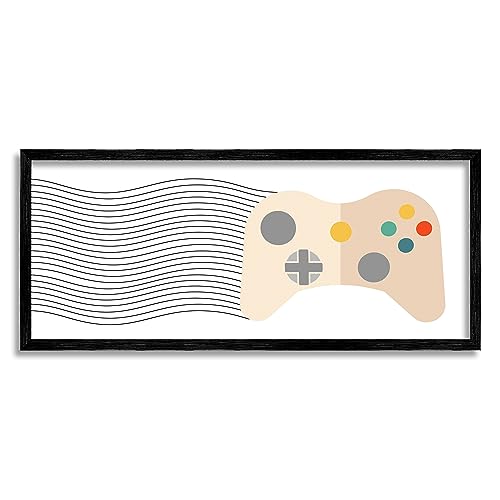 Gaming Controller Pattern Black Framed Giclee Art Design