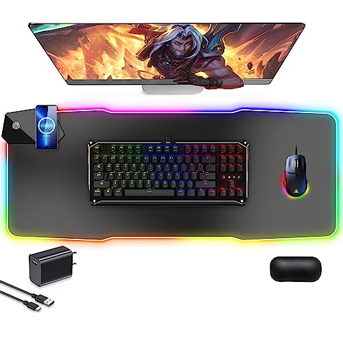 Gaming Mouse Pad with Wireless Charging and RGB Lighting