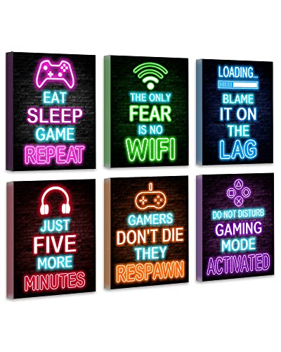 Gaming Wall Art Neon Game Poster - Teenage Boy Room Decor
