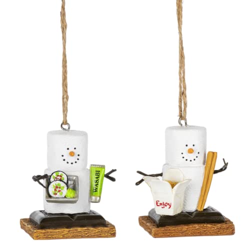 Ganz Smores Sushi and Chinese Takeout Food Box Christmas Holiday Ornaments Set of 2