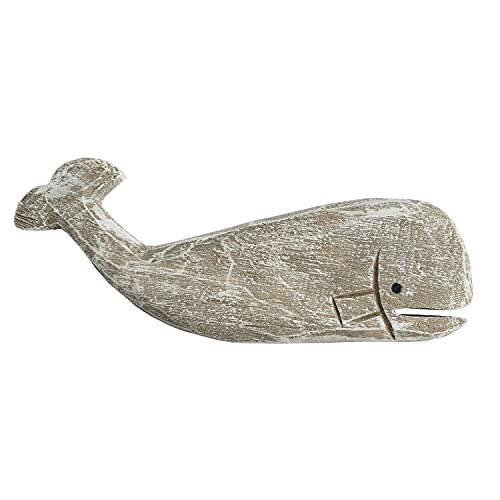 GAPLUM Rustic Wooden Carved Whale Tabletop Statue