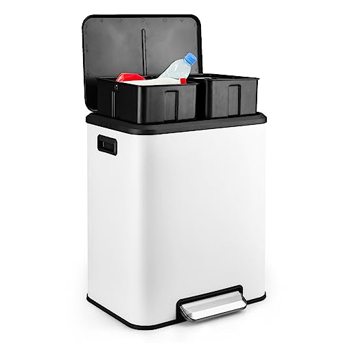 Garvee Dual Compartment Trash Can with Recycling Bin Combo