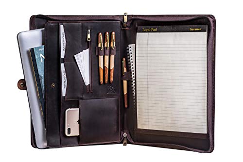 Gavarnie Leather Business Portfolio Padfolio Folder for Men