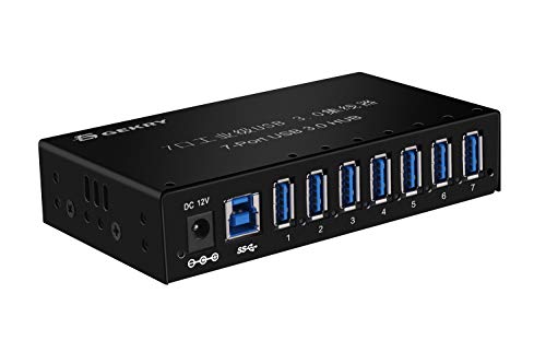 GEKRY USB 3.0 Hub: 7-Port Powered USB Hub 3.0 with Metal Case