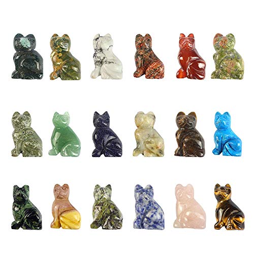 Gemstone Mix 2pcs Cat Figurines