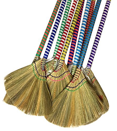 Generic Choi Bong co Vietnam Hand Made Straw Soft Broom with Colored Handle 12" Head Width, 38" Overall Length