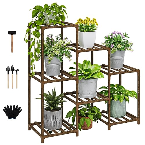 GENTINGBRO Wood Plant Shelf for Multiple Plants