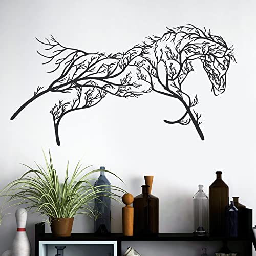 Geometric Horse and Tree Metal Wall Art