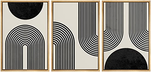 Geometric Spiral Parabolas Print - 3 Panel Canvas Art