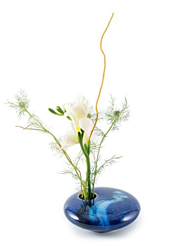 Georgetown Pottery Small Round Ikebana Flower Vase, Blue Wave
