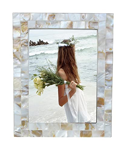GIFTME 5 White Mosaic Mother of Pearl Picture Frame