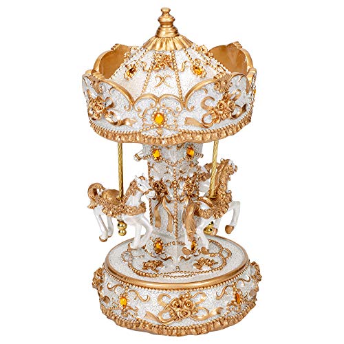 Gilded Gold Tone Horses Musical Carousel Figurine