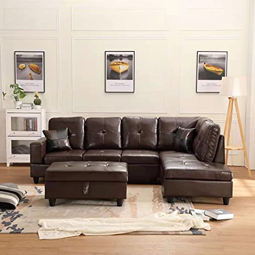 GINGVAT Faux Leather Sectional Sofa
