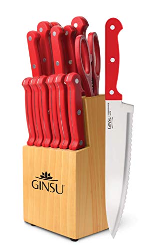 Ginsu Kiso 14-Piece Red Knife Set