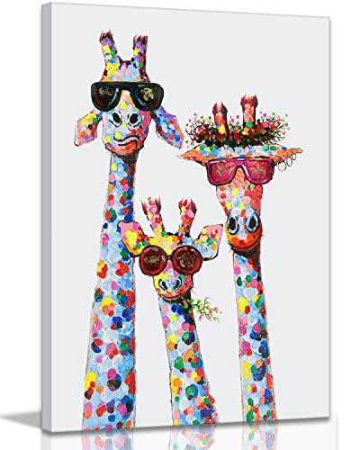 Giraffe Family Canvas Wall Art