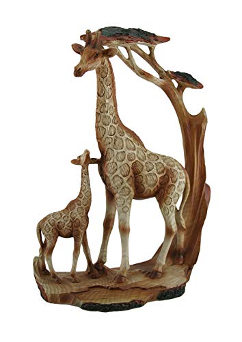 Giraffe Family Carved Wood Statue
