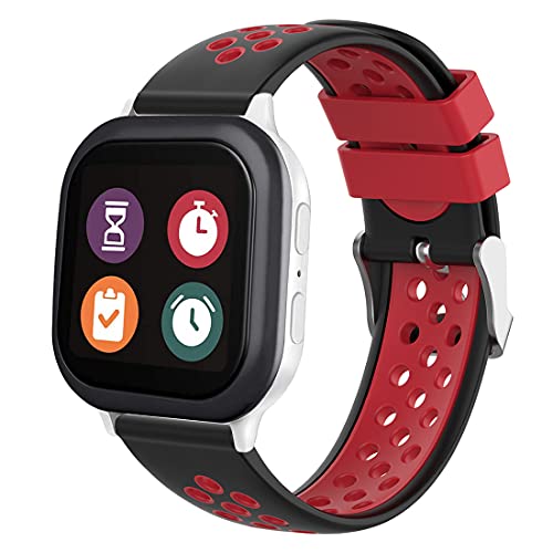 Gizmo Watch Band Replacement for Kids, 20mm Quick Release Watch Band for Men and Women, Soft Silicone Watch Band with Air Holes (20mm, Black-Red)