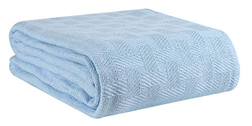GLAMBURG Cotton Bed Blanket - Sky Blue