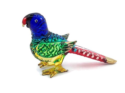 Glass Blown Parrot Figurine - Colorful Collectible Decor