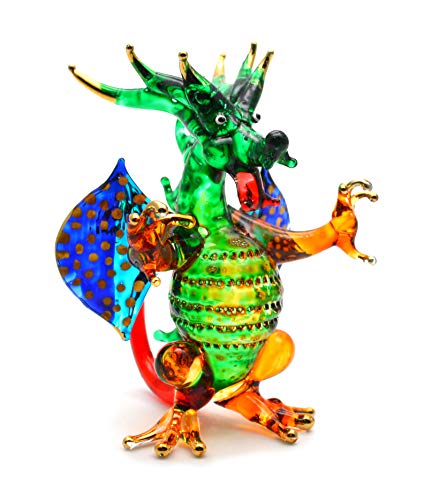 Glass Blown Tiny Multicolor Dragon Figurine